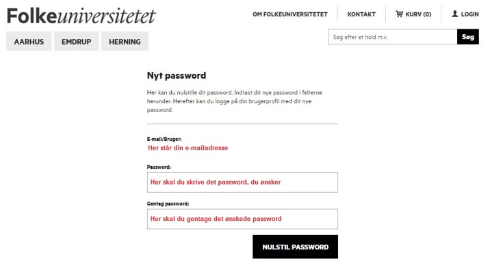 Skriv dit nye password